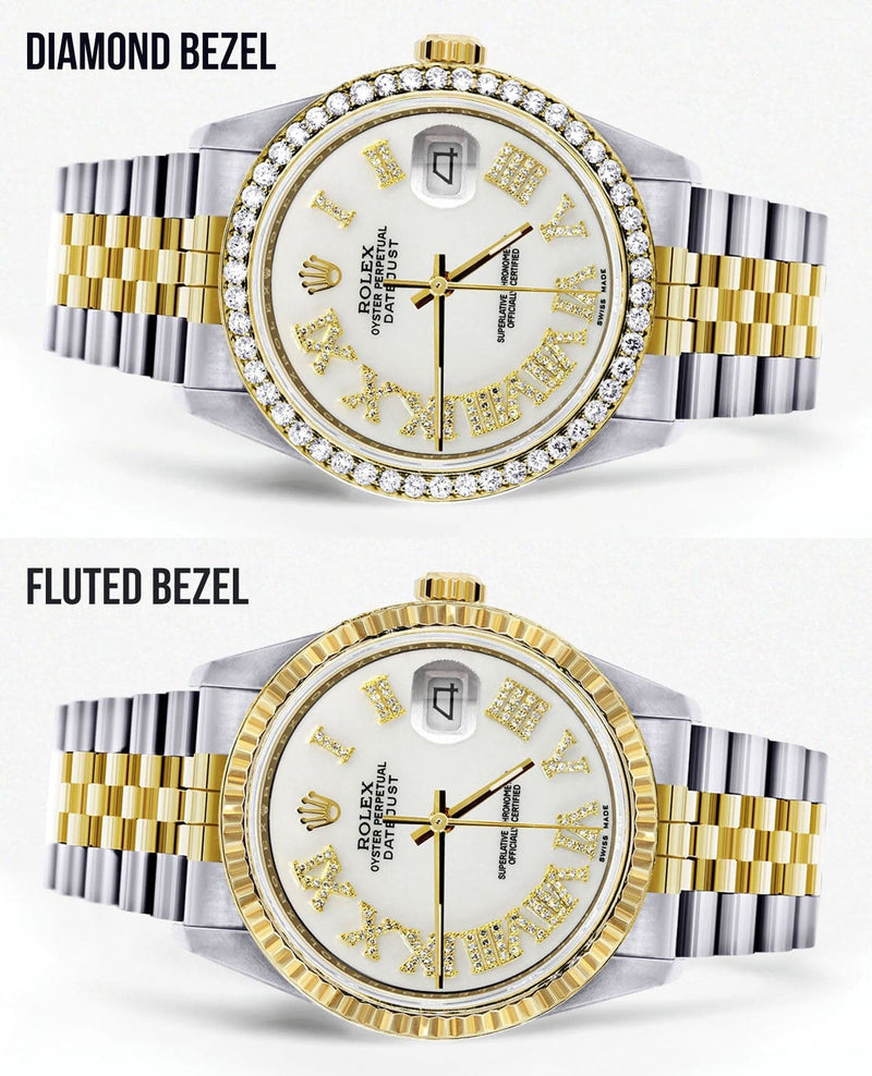 Gold & Steel Rolex Datejust Watch 16233 for Men | 36Mm | White Roman Dial | Jubilee Band