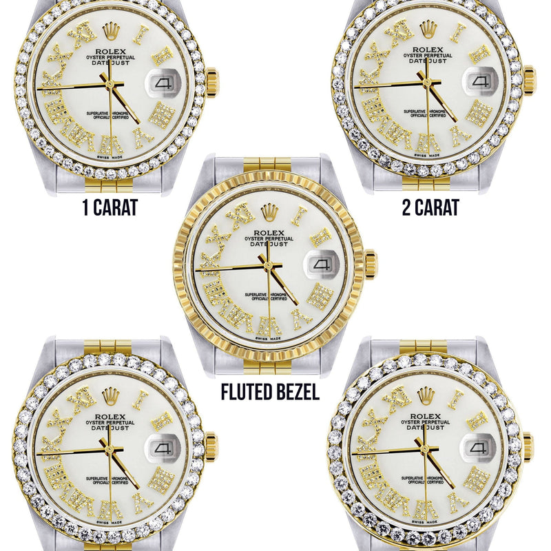 Gold & Steel Rolex Datejust Watch 16233 for Men | 36Mm | White Roman Dial | Jubilee Band