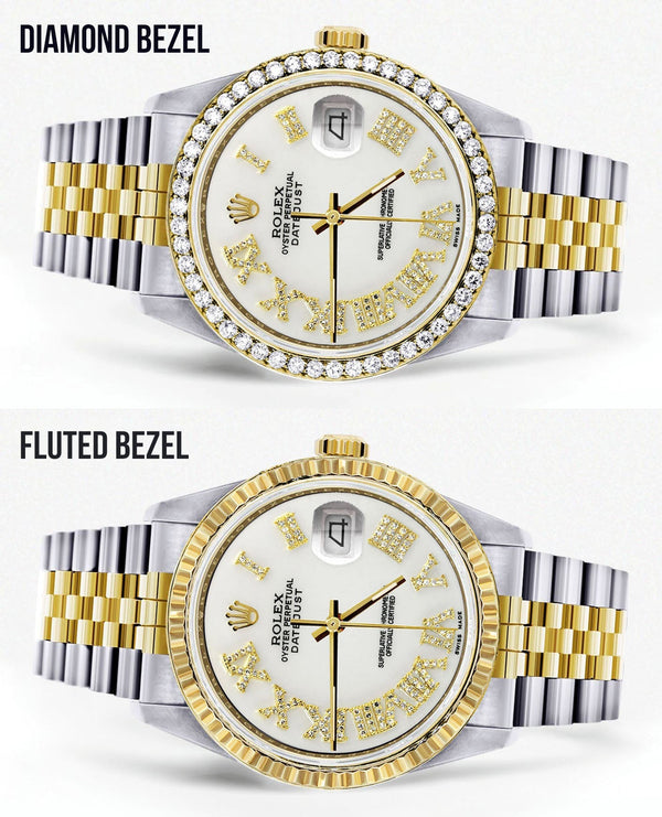 Womens Rolex Datejust Watch 16233 | 36Mm | White Roman Dial | Jubilee Band