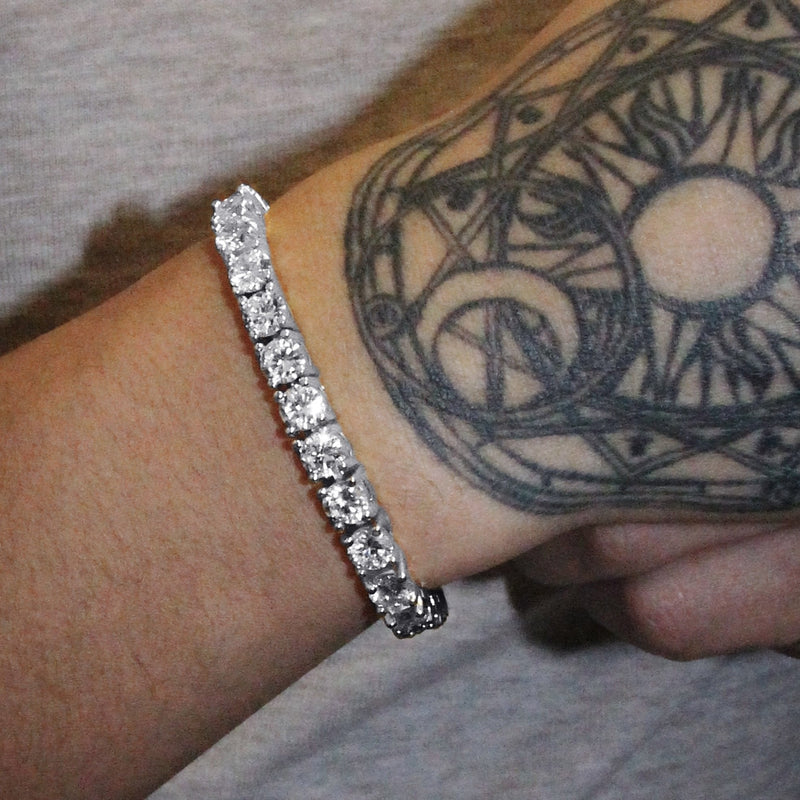 White Gold Plated Mens Tennis Bracelet