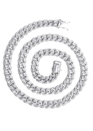 Silver Chain -  Baguette Iced Out Miami Cuban Link Chain