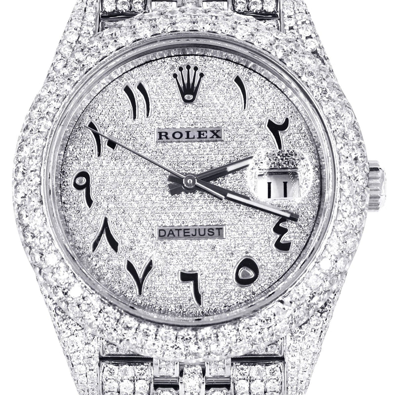 Diamond Iced Out Rolex Datejust 41 | 25 Carats Of Diamonds | Custom Arabic Numeral Diamond Dial | Two Row | Jubilee Band