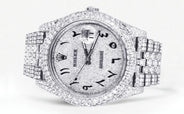 Womens Diamond Iced Out Rolex Datejust 41 | 25 Carats Of Diamonds | Custom Arabic Numeral Diamond Dial | Two Row | Jubilee Band