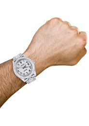 Diamond Iced Out Rolex Datejust 41 | 25 Carats Of Diamonds | Custom Arabic Numeral Diamond Dial | Two Row | Jubilee Band