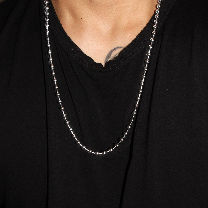 White Gold Plated Mens Dog Tag Chain