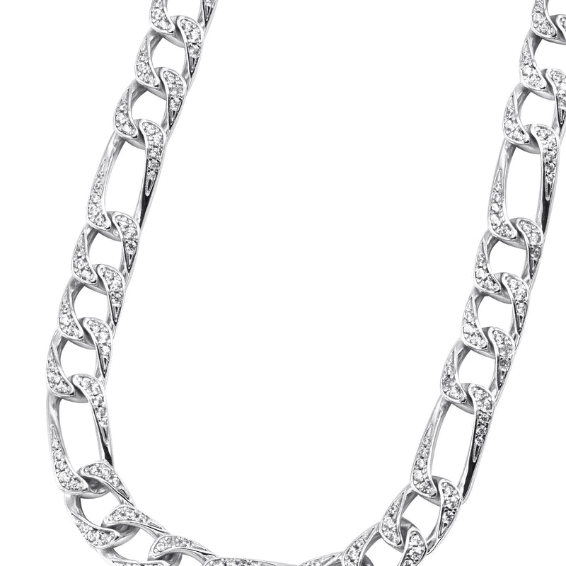 Silver Chain -  Iced Out Figaro Chain