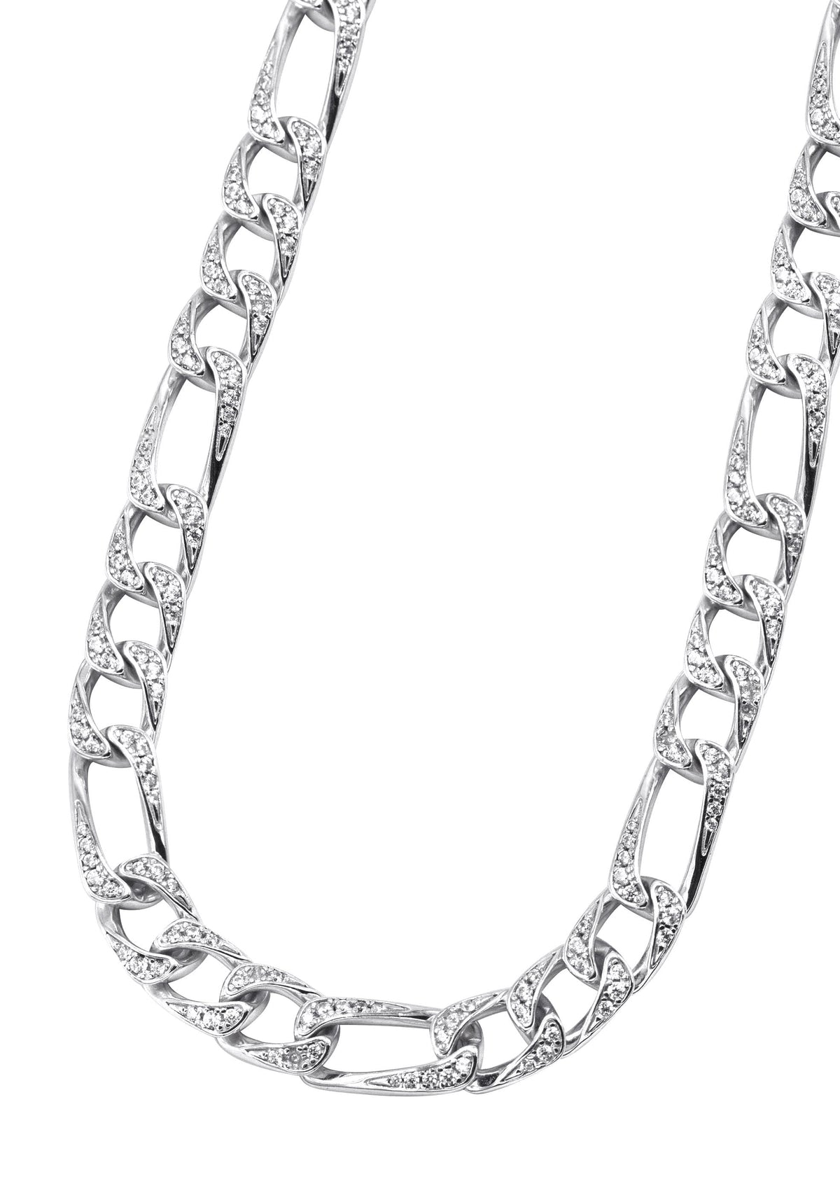 Silver Chain -  Iced Out Figaro Chain