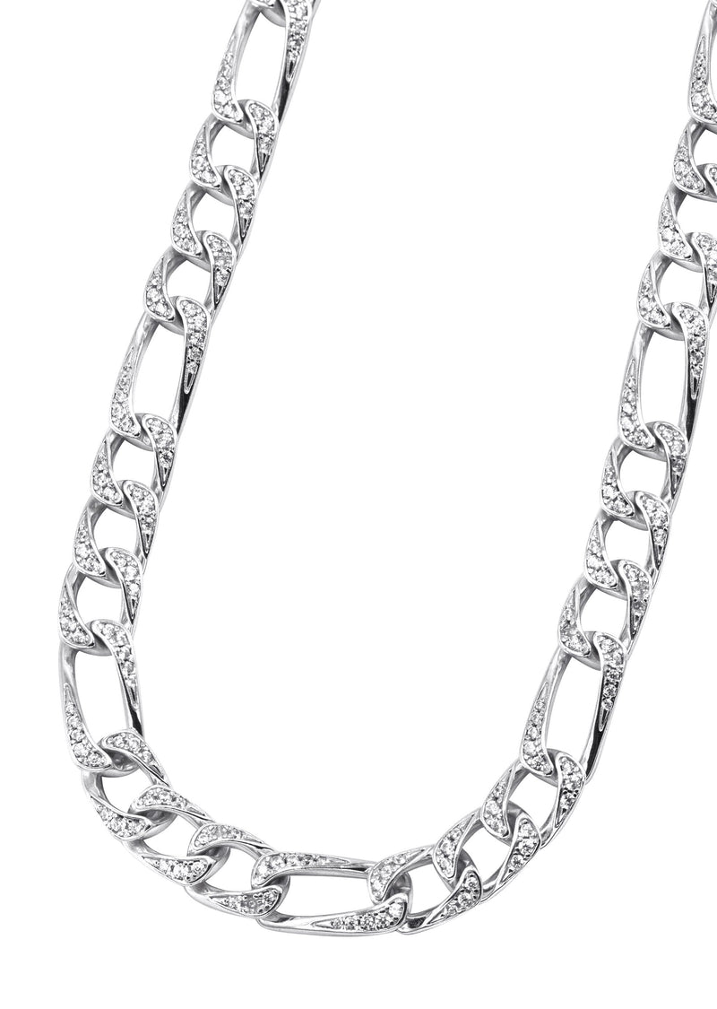 Silver Chain -  Iced Out Figaro Chain