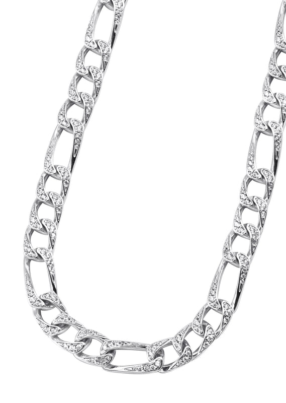 Silver Chain -  Iced Out Figaro Chain
