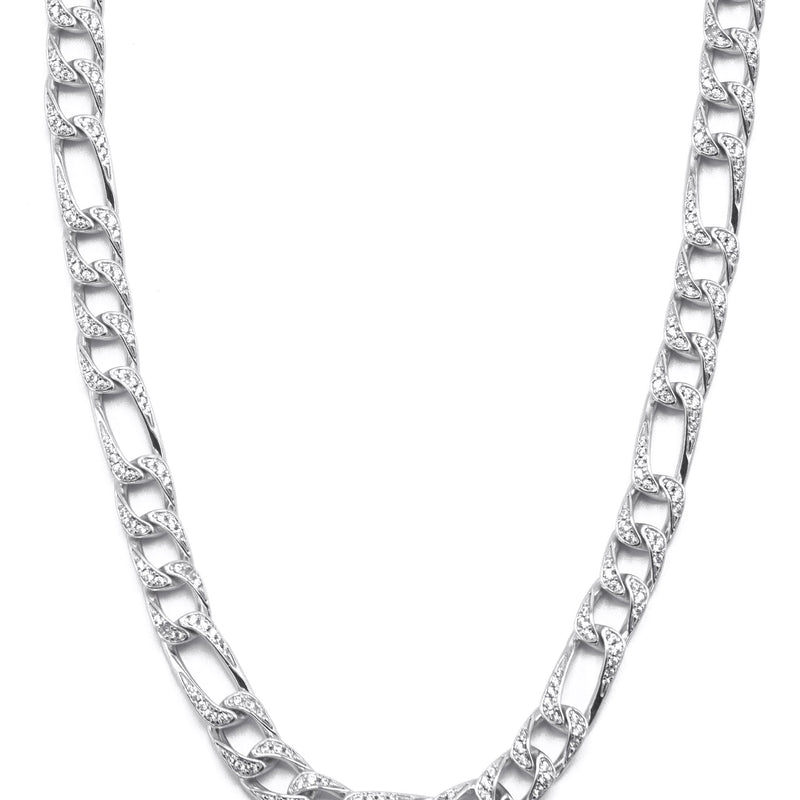 Silver Chain -  Iced Out Figaro Chain