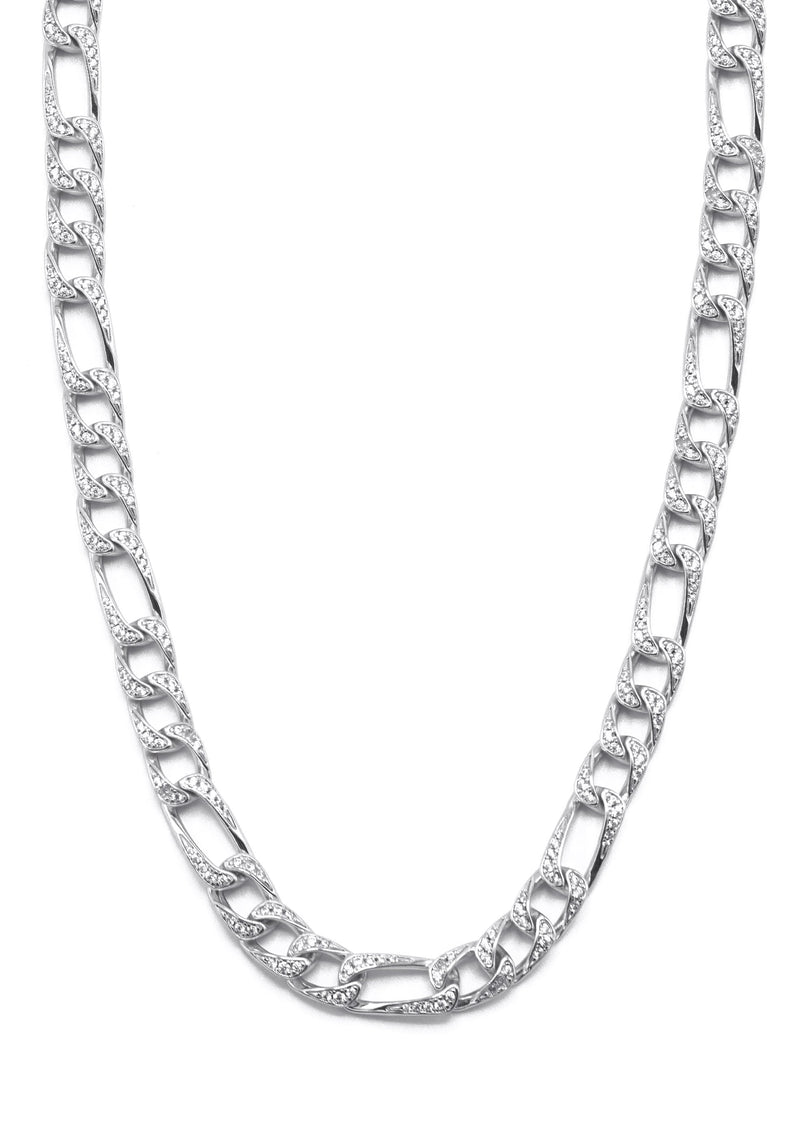 Silver Chain -  Iced Out Figaro Chain