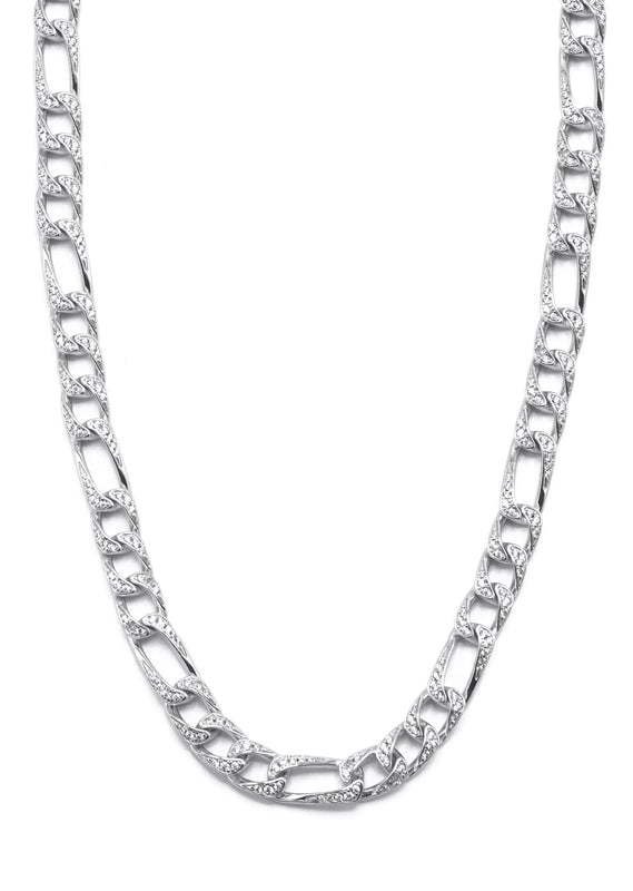 Silver Chain -  Iced Out Figaro Chain