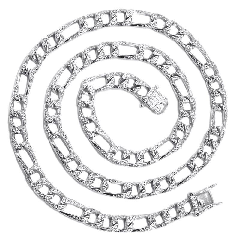Silver Chain -  Iced Out Figaro Chain