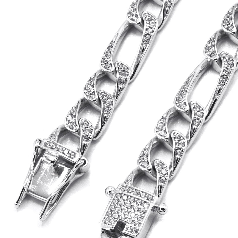 Silver Chain -  Iced Out Figaro Chain