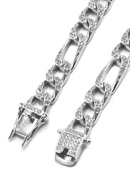 Silver Chain -  Iced Out Figaro Chain
