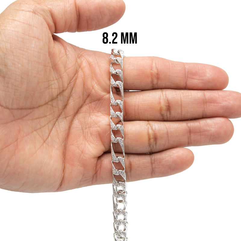 Silver Chain -  Iced Out Figaro Chain