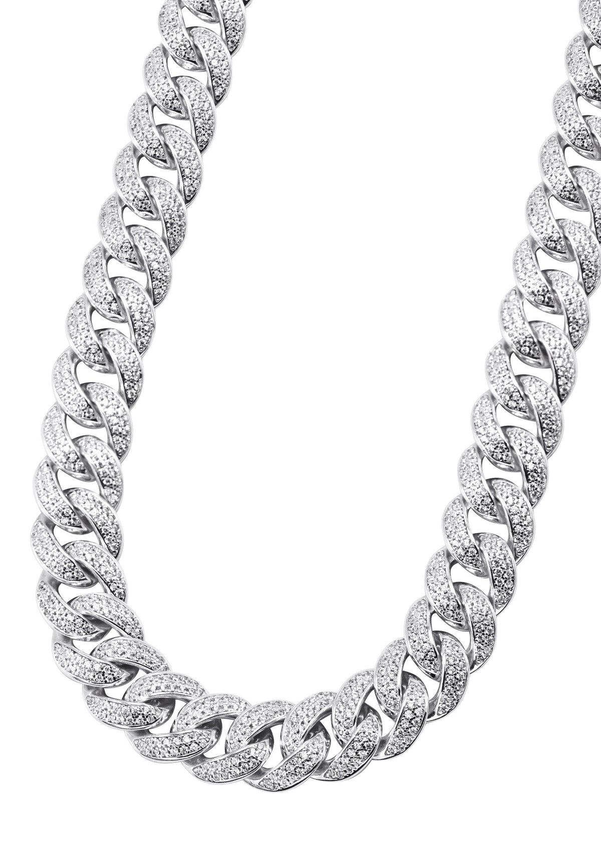 Silver Chain -  Double Row Iced Out Miami Cuban Chain