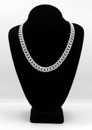 Silver Chain -  Double Row Iced Out Miami Cuban Chain
