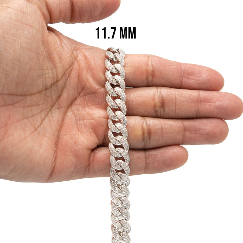 Silver Chain -  Double Row Iced Out Miami Cuban Chain