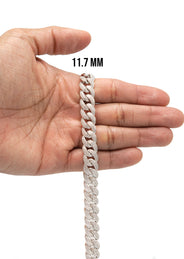 Silver Chain -  Double Row Iced Out Miami Cuban Chain