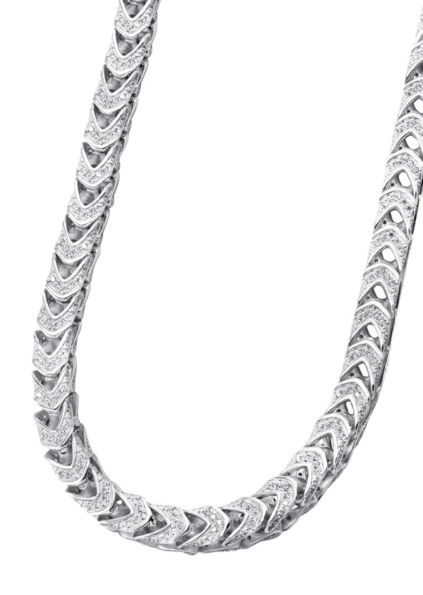 Silver Chain -  Silver Iced Out Franco Chain