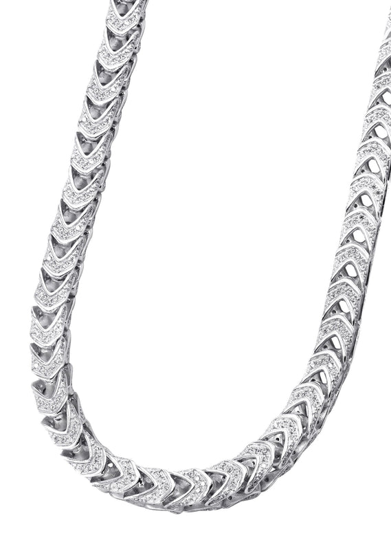 Silver Chain -  Silver Iced Out Franco Chain