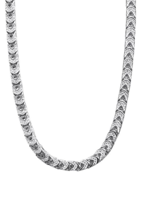Silver Chain -  Silver Iced Out Franco Chain