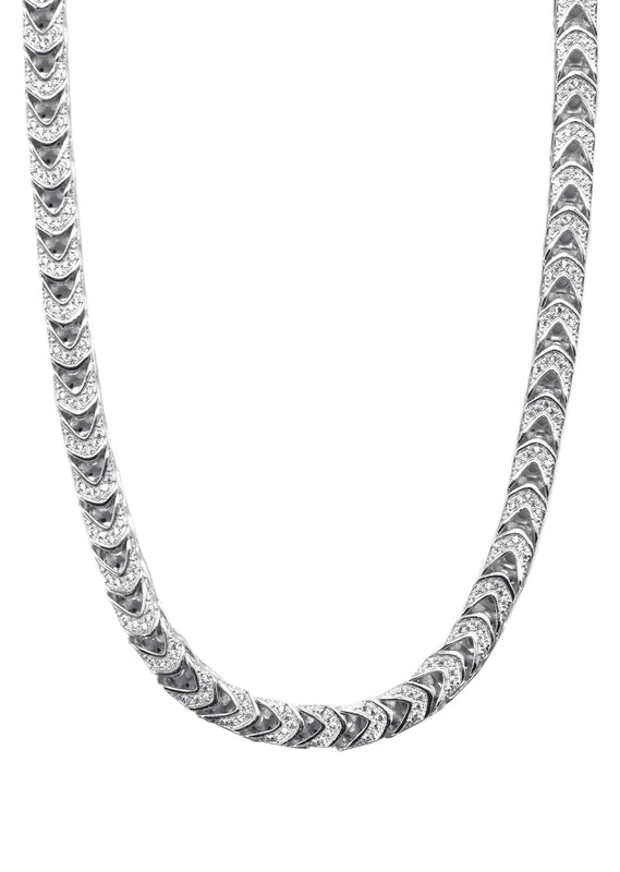 Silver Chain -  Silver Iced Out Franco Chain