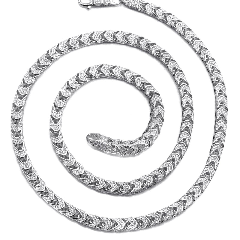 Silver Chain -  Silver Iced Out Franco Chain