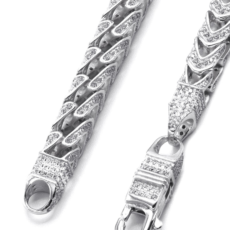 Silver Chain -  Silver Iced Out Franco Chain
