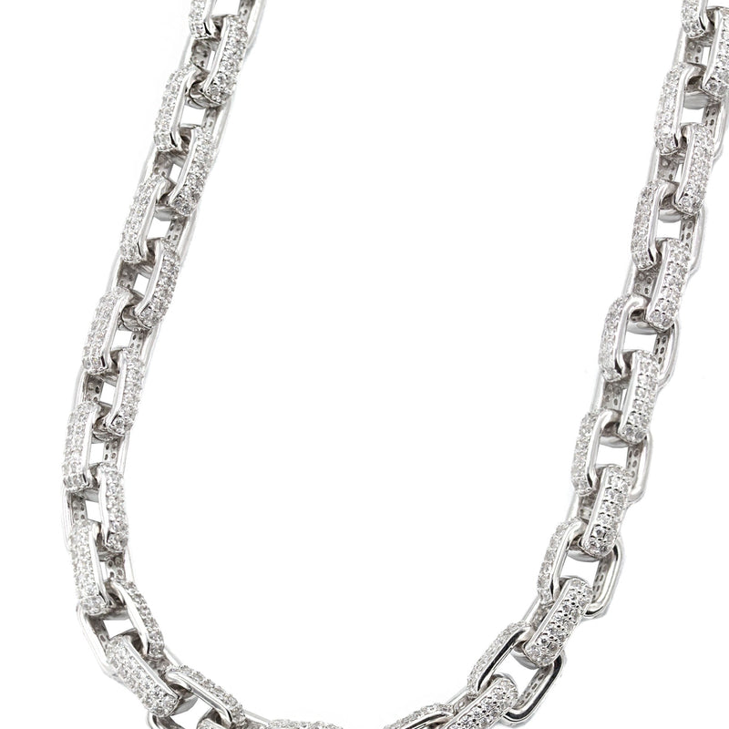 Silver Chain -  Iced Out Hermes Chain Silver