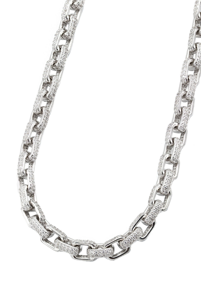 Silver Chain -  Iced Out Hermes Chain Silver