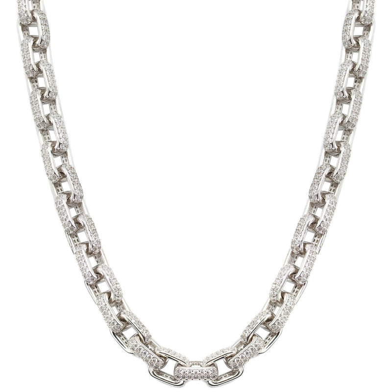 Silver Chain -  Iced Out Hermes Chain Silver