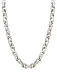 Silver Chain -  Iced Out Hermes Chain Silver