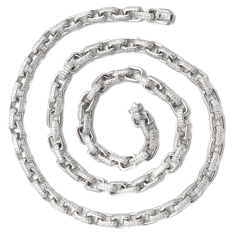 Silver Chain -  Iced Out Hermes Chain Silver