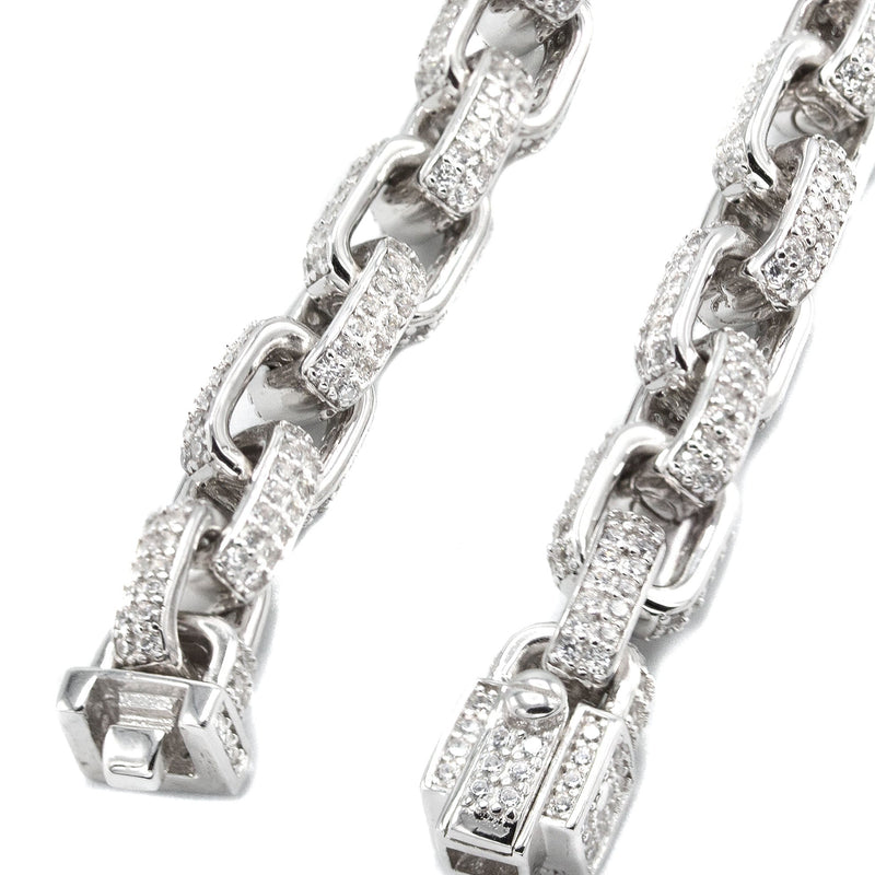 Silver Chain -  Iced Out Hermes Chain Silver