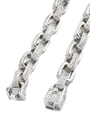 Silver Chain -  Iced Out Hermes Chain Silver