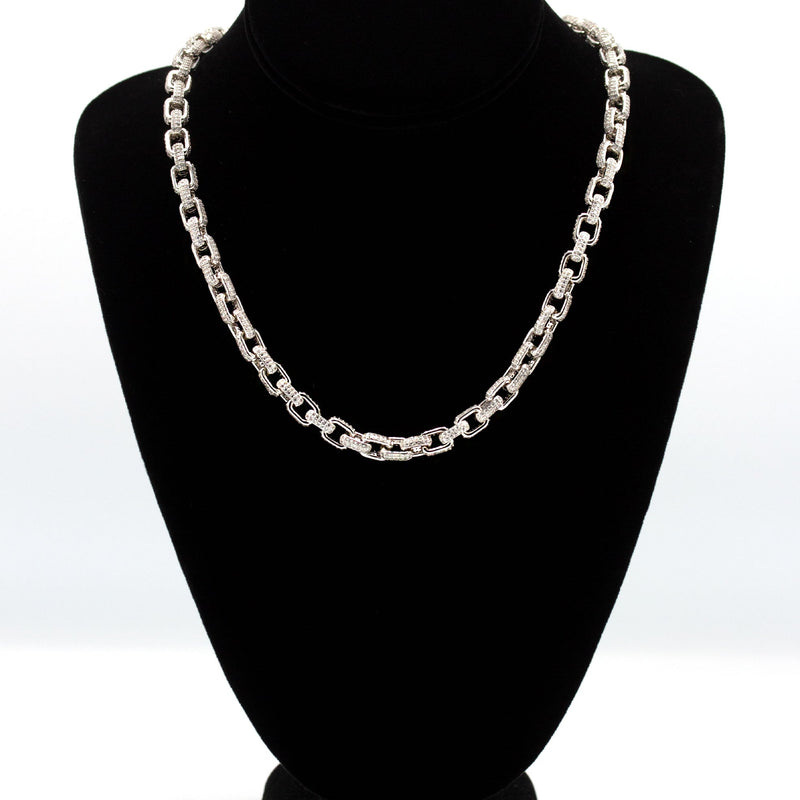Silver Chain -  Iced Out Hermes Chain Silver