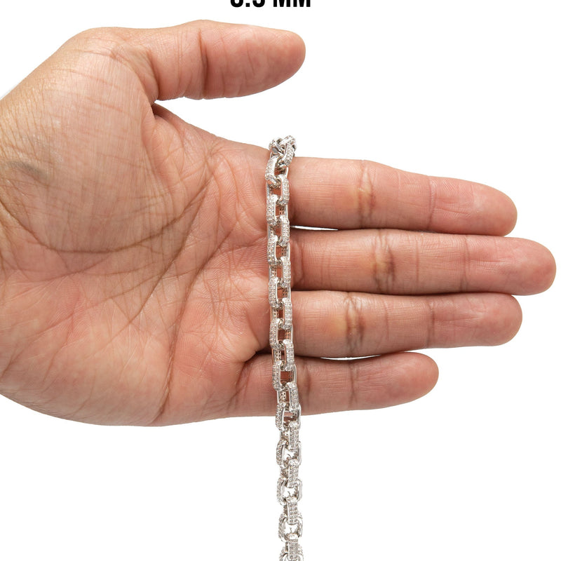 Silver Chain -  Iced Out Hermes Chain Silver