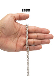 Silver Chain -  Iced Out Hermes Chain Silver