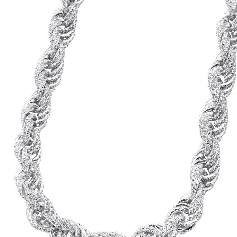 Silver Chain -  Silver Iced Out Rope Chain