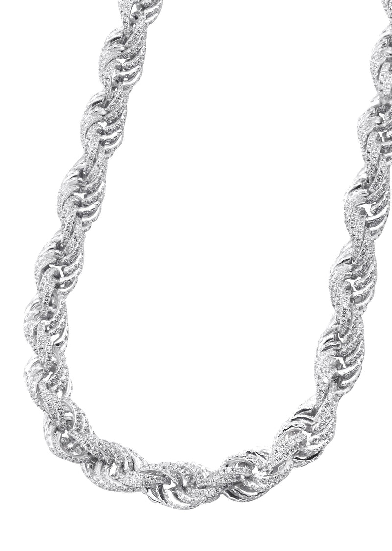 Silver Chain -  Silver Iced Out Rope Chain