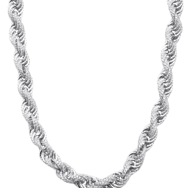 Silver Chain -  Silver Iced Out Rope Chain