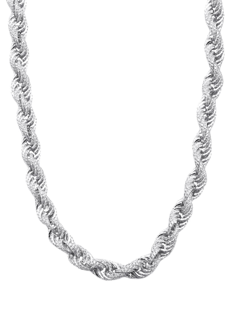 Silver Chain -  Silver Iced Out Rope Chain