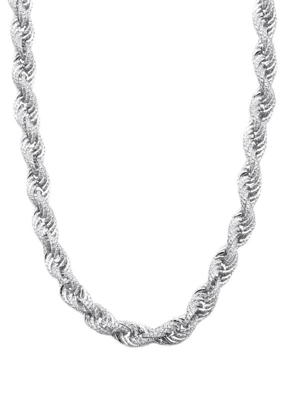 Silver Chain -  Silver Iced Out Rope Chain