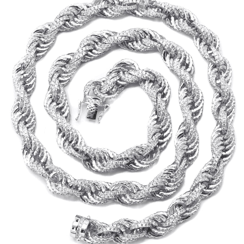 Silver Chain -  Silver Iced Out Rope Chain