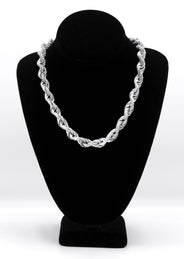 Silver Chain -  Silver Iced Out Rope Chain