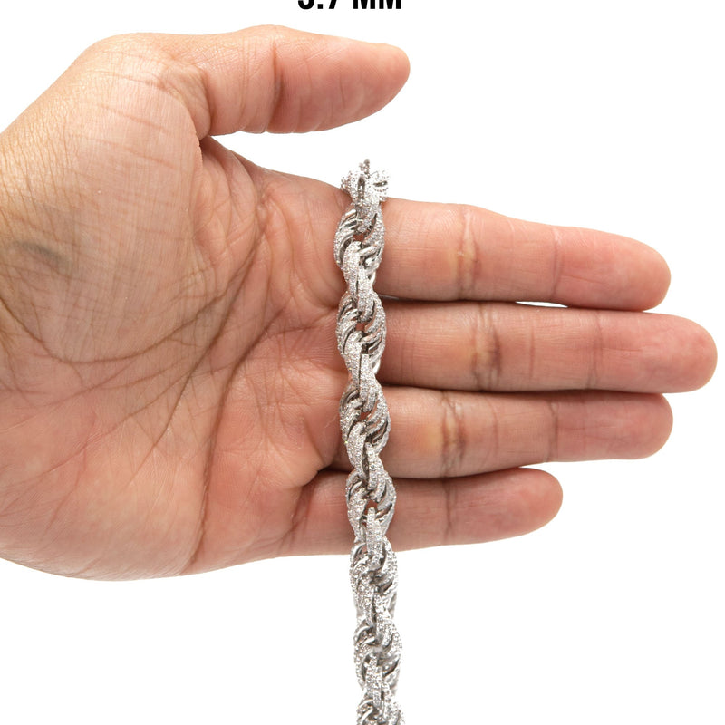 Silver Chain -  Silver Iced Out Rope Chain