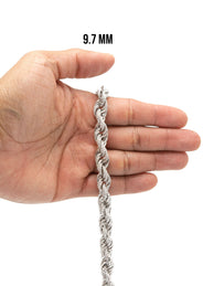 Silver Chain -  Silver Iced Out Rope Chain