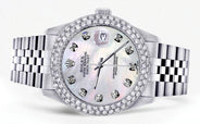 Womens Rolex Datejust Watch 16200 | 36Mm | White Mother of Pearl Dial | Two Row 4.25 Carat Bezel | Jubilee Band
